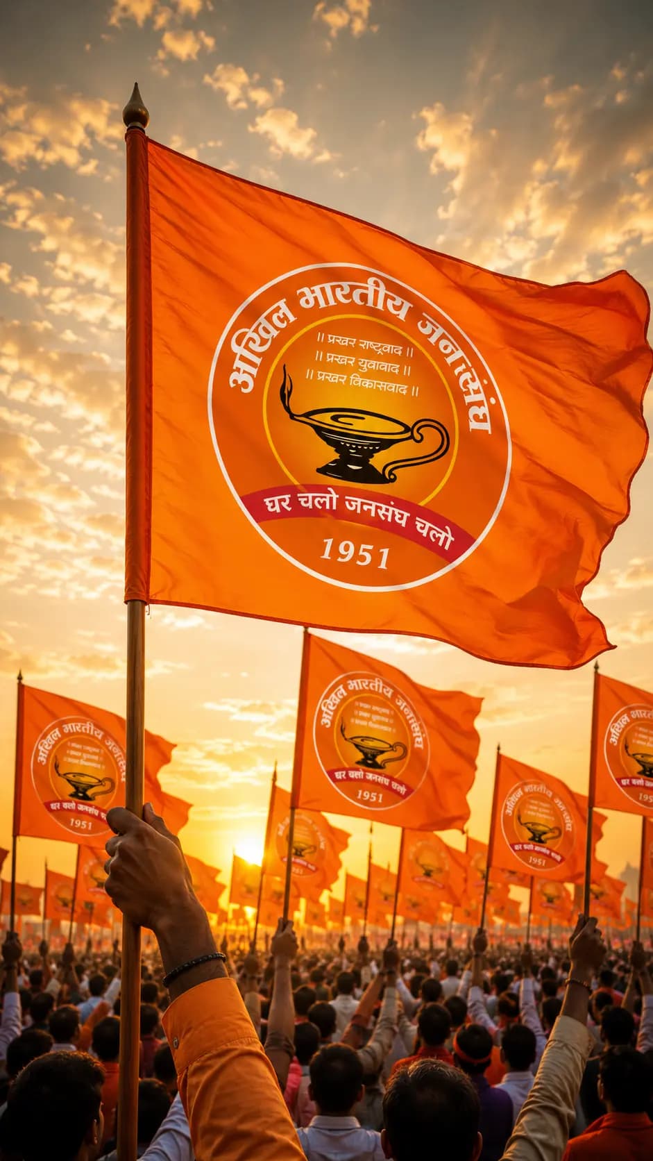 Citizen waving Indian flag